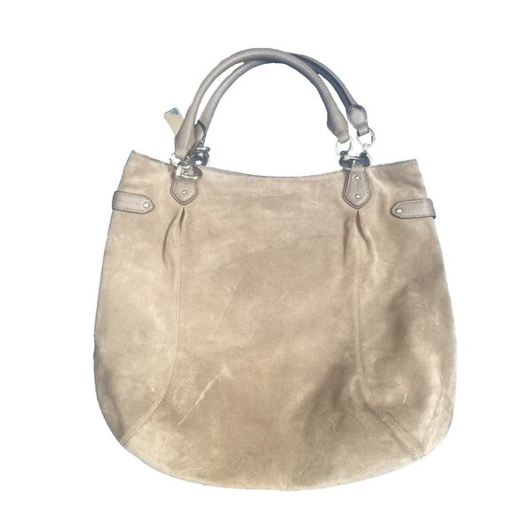 Coach Brown Slouch Suede Leather Hobo Shoulder Bag Silver Hardware Zip Close COA - Picture 5 of 15